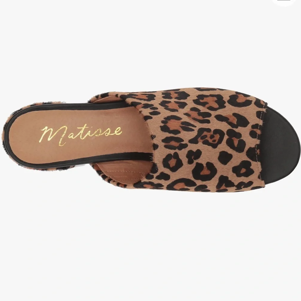 Matisse Women's Damsel Leopard Cow Hair slide women’s size 8.5 - Picture 2 of 5